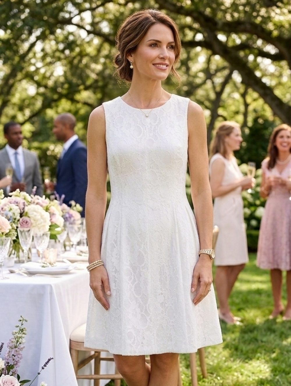 NWOT Calvin Klein White Lace Overlay Scuba Dress Size 2 Bridal Dainty Romantic